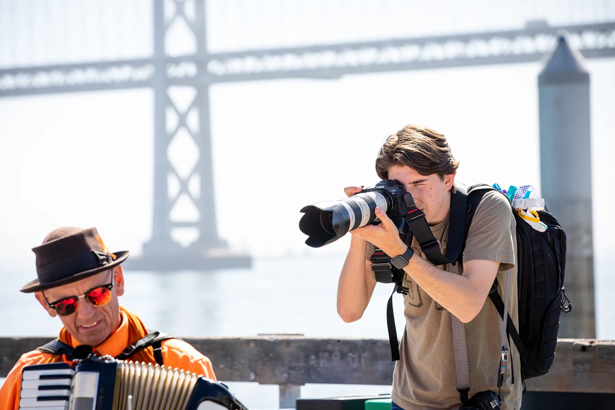 University of Kentucky student Jack Weaver photographs Brian Belknap during the 62nd annual Hearst Journalism Awards Program Championship, organized by the William Randolph Hearst Foundation held in San Francisco from May 20-25, 2022.