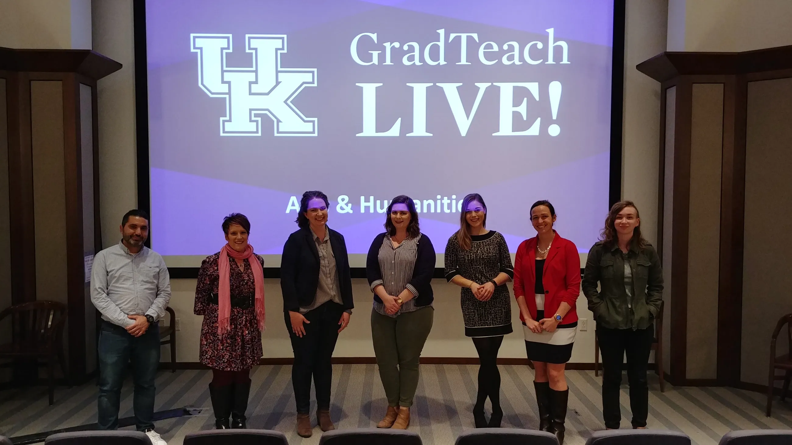 (Left to right) Francisco Luque, Kateri Kate Miller, Jannell McConnell Parsons, Kathryn Kohls, Malinda “Lindy” Massey, Corinne Gressang and Kayla Bohannon.