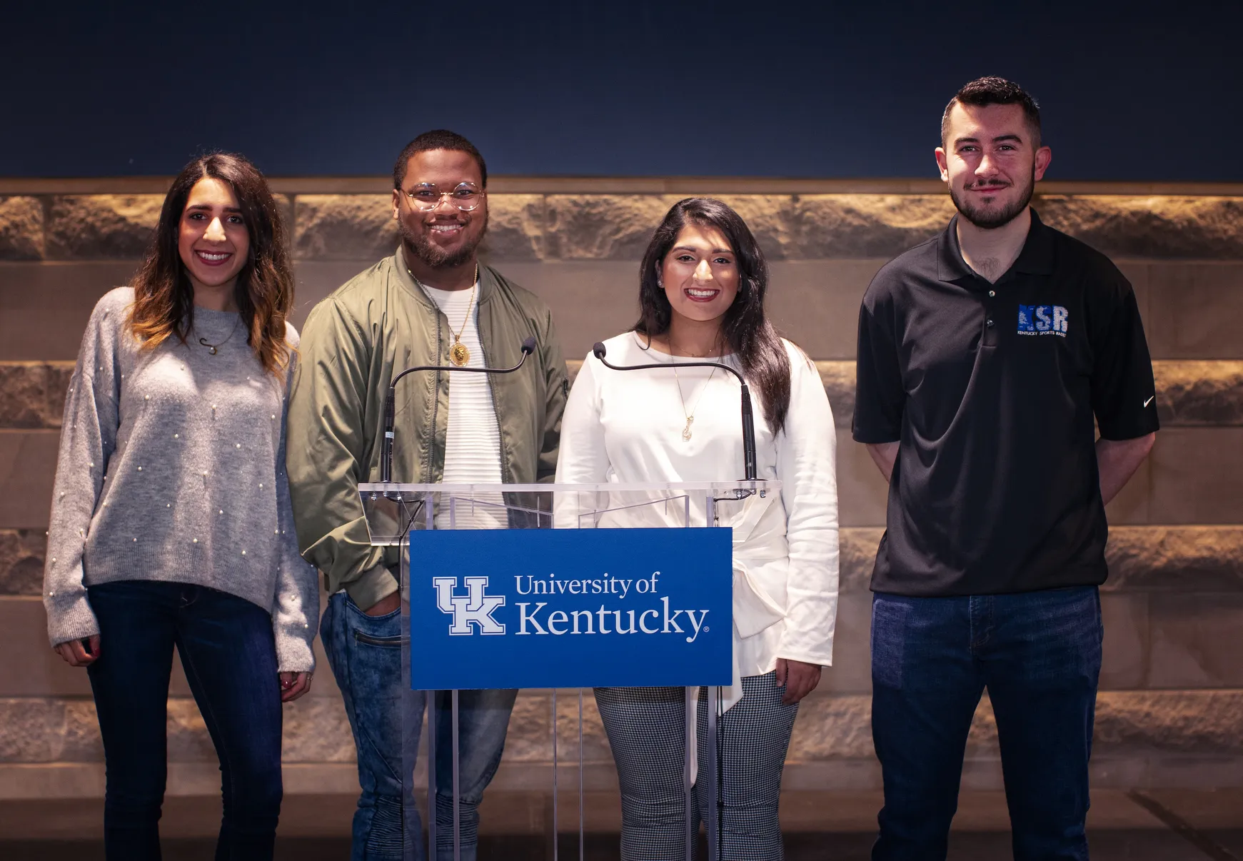 From left: Sofia Gonzalez Schuler, Brandon Colbert, Noor Ali and Jay Winkler. Mark Cornelison | UK Photo.