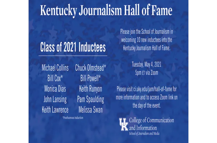 Class of 2021 Kentucky Journalism Hall of Fame.