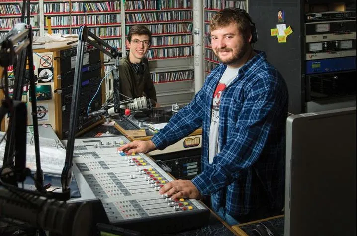 Grant Sparks and Mitchell Mullins at WRFL. Photo by Matt Barton.