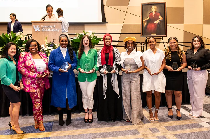 CI alums Jessica Chu (far left), Aliyah McDaniel (fourth from right) and Nia Pennington (third from right) were all honored with the 30 under 30 award at the 2024 Sarah Bennett Holmes Awards Dinner.