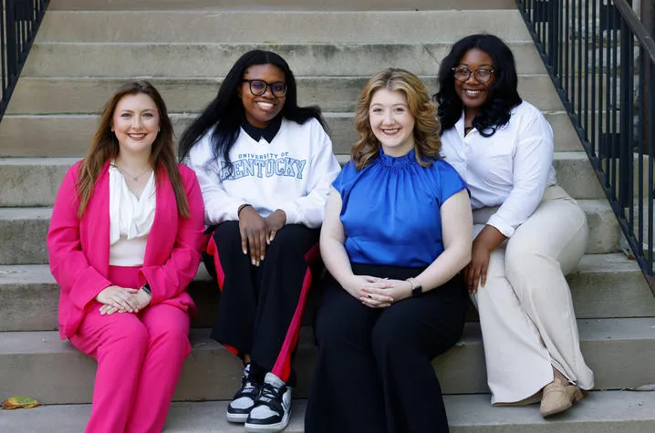 The May 2024 Commencement student speakers. From left: Sophia Salyers, Princess Magor Agbozo, Emily Wiley and Alayna Tobo. Mark Cornelison | UK Photo