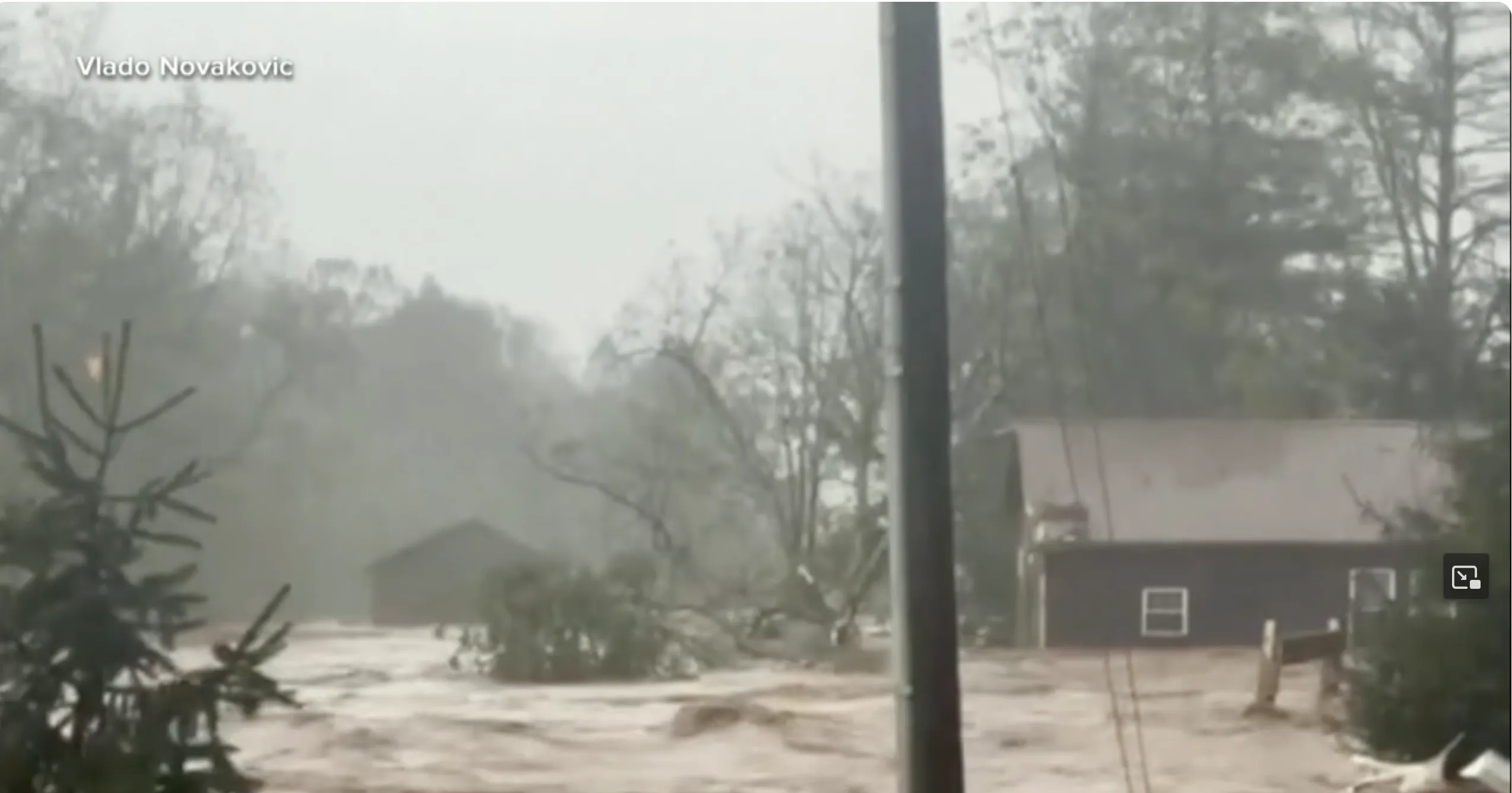 Some homes became part of mudslides and slid into Helene's racing, torrential waters. (WHAS ABC photo via youtube)