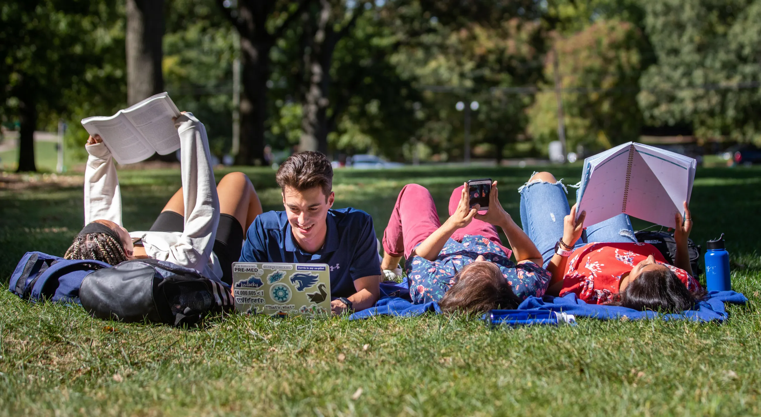 Students outside studying