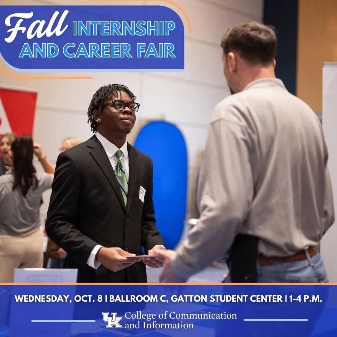 A student interacts with an employer at the Spring 2025 CI Internship and Career Fair