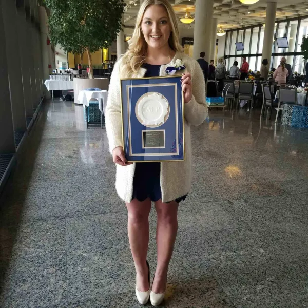 Jessica Waters recently received the the Outstanding Youth in Philanthropy Award by the Association of Fundraising Professionals, Greater Dayton Region Chapter.