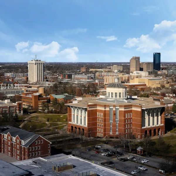 A bird's-eye view of UK's campus.