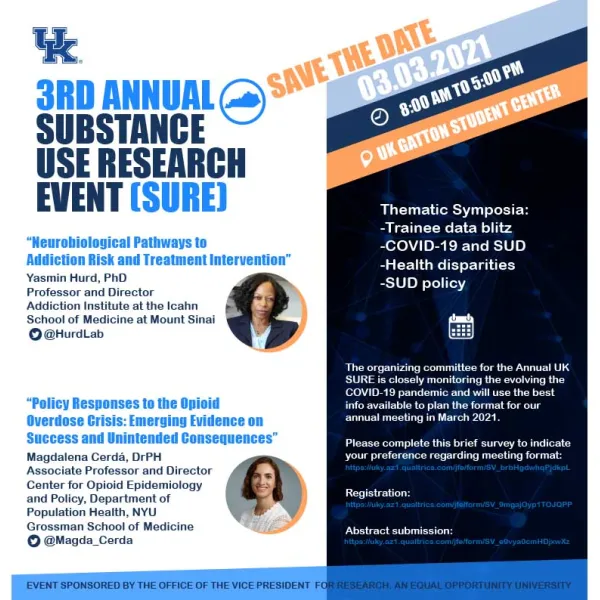 Save the date for the third annual Substance Use Research Event on March 3, 2021.