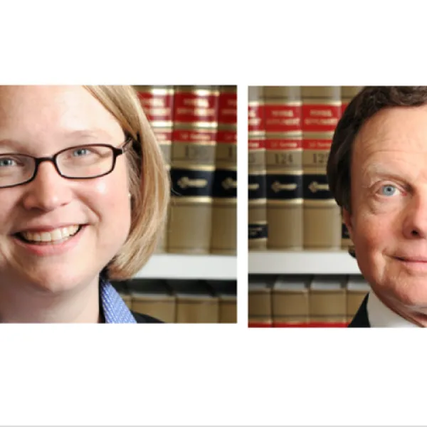 Attorneys Elizabeth Woodford (left) and Tom Miller.