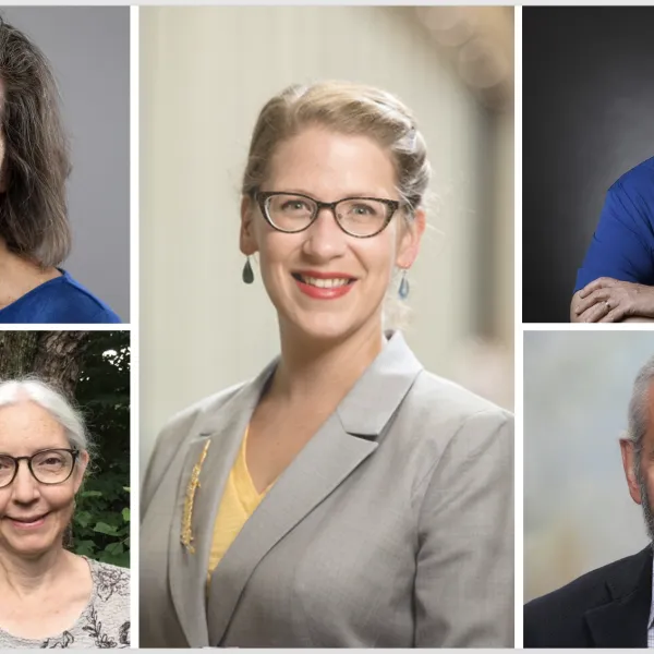 Beth Barnes (top left), Ann Kingsolver (bottom left), Summer Eglinski (middle), William Jansen (top right) and Nick Stamatiatis (bottom right).