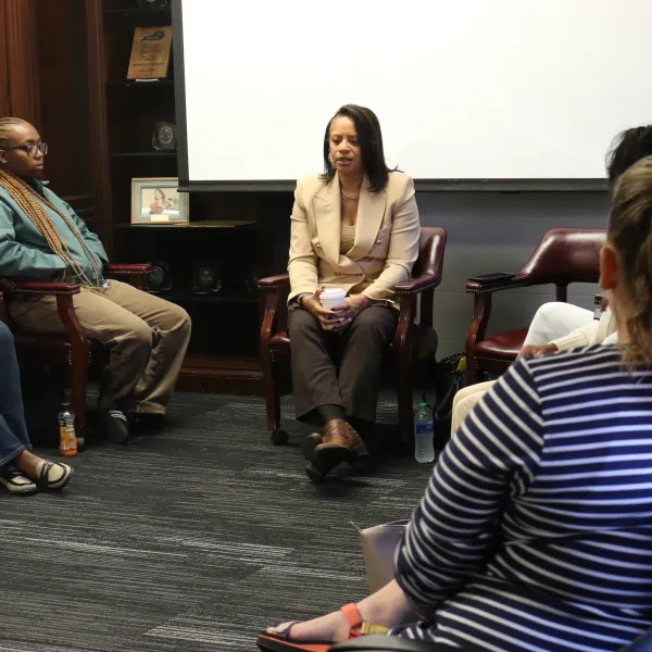 Celeste Warren speaks to CI students, faculty and staff on October 12, 2023.