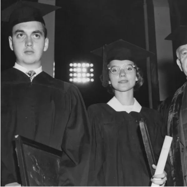 Whaley, left, receives the 1949 UK Sullivan Award for outstanding senior man with Mary Sue McWhirter, outstanding senior woman winner, and Sullivan Medallion winner Alben W. Barkley, who was then U.S. vice president. Photo courtesy of ExploreUK.