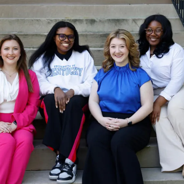 The May 2024 Commencement student speakers. From left: Sophia Salyers, Princess Magor Agbozo, Emily Wiley and Alayna Tobo. Mark Cornelison | UK Photo